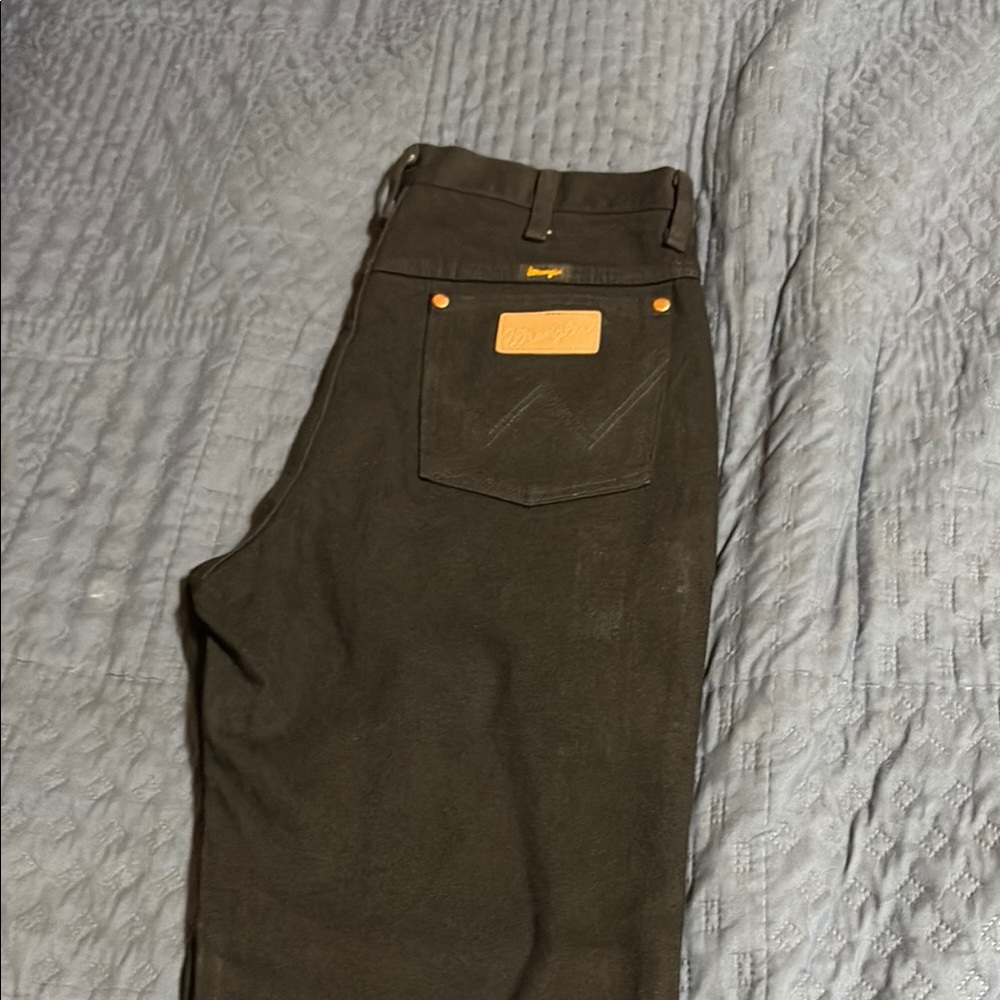 Black Denim Jeans with Leather Patch
